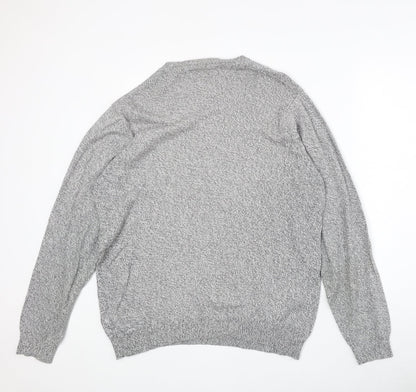 Marks & Spencer Mens Grey Round Neck Acrylic Pullover Jumper Size L Long Sleeve