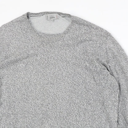 Marks & Spencer Mens Grey Round Neck Acrylic Pullover Jumper Size L Long Sleeve