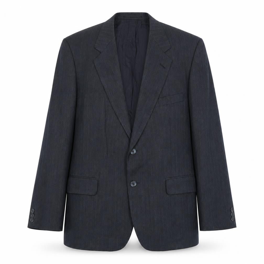 Marks & Spencer Mens Blue Striped Polyester Jacket Suit Jacket Size 44 Regular