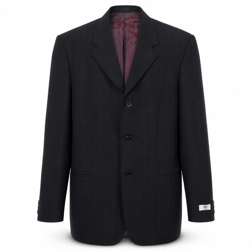 1880 Mens Black Striped Polyester Jacket Suit Jacket Size 36 Regular