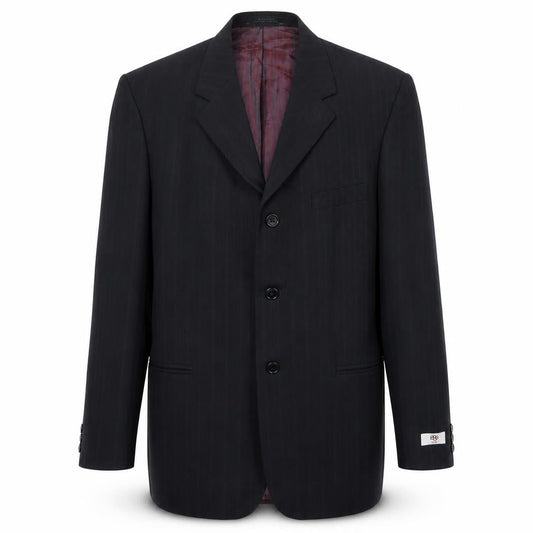 1880 Mens Black Striped Polyester Jacket Suit Jacket Size 36 Regular