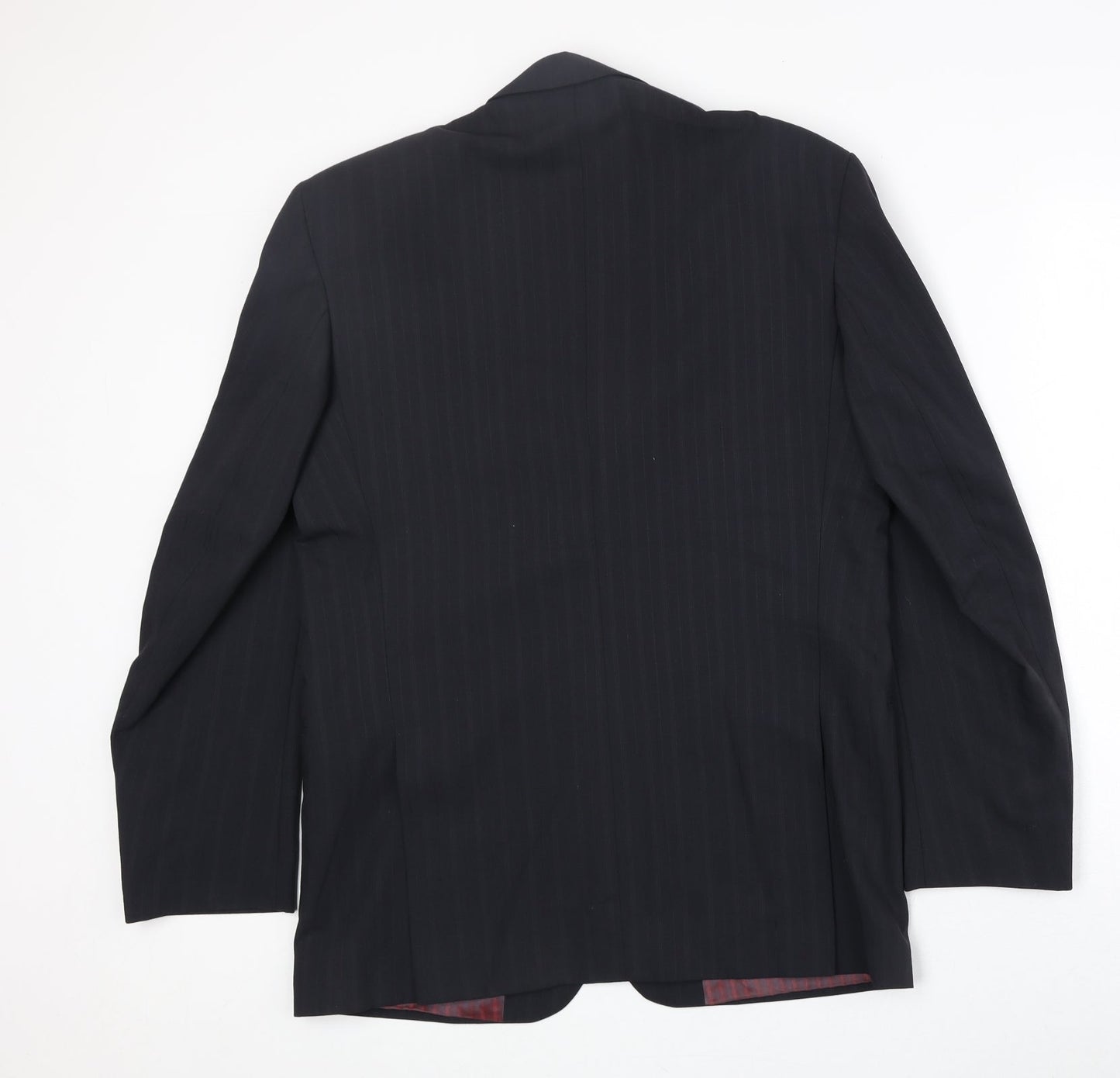 1880 Mens Black Striped Polyester Jacket Suit Jacket Size 36 Regular