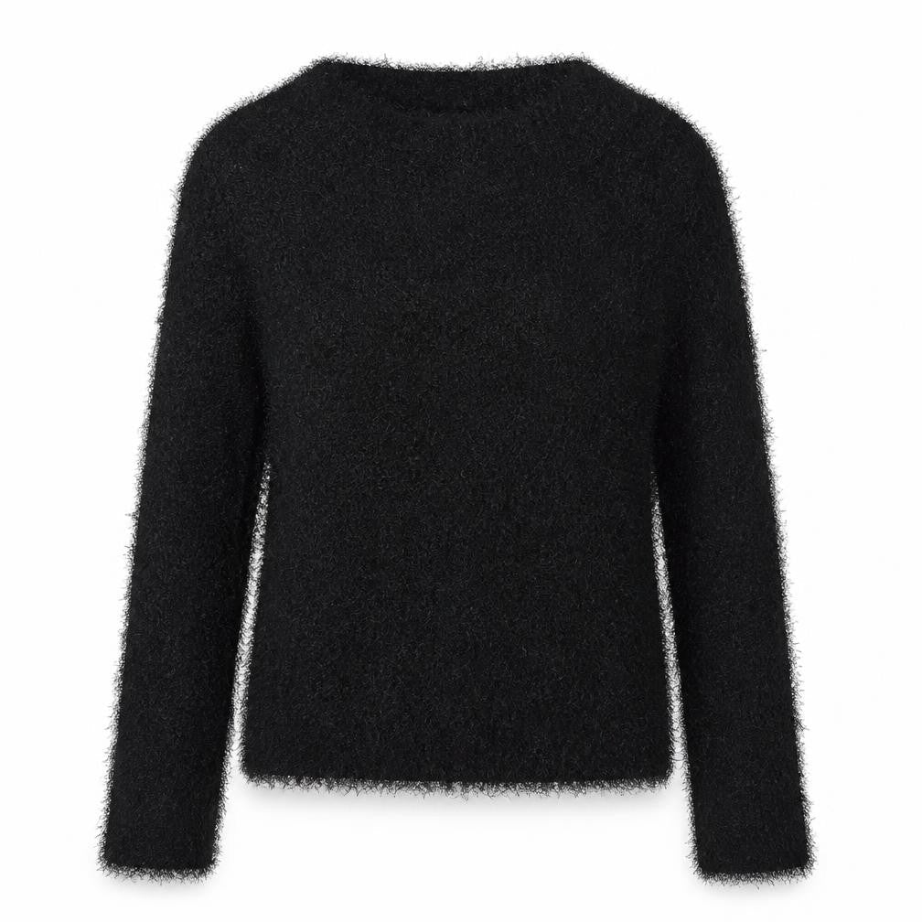 Marks & Spencer Womens Black Round Neck Herringbone Polyester Pullover Jumper Size 8