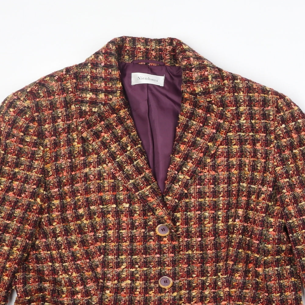 Neinhause Womens Multicoloured Check Acrylic Jacket Blazer Size 12