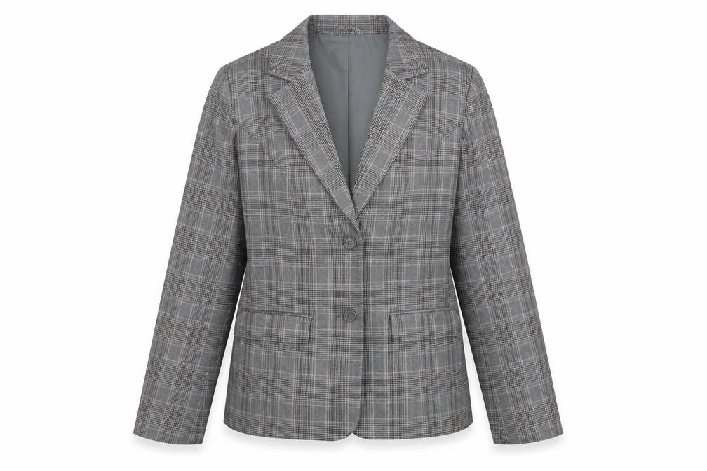 Bonprix Womens Grey Plaid Polyester Jacket Suit Jacket Size 14