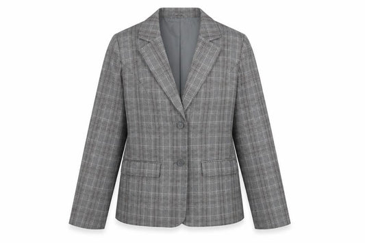 BPC Womens Grey Plaid Polyester Jacket Suit Jacket Size 14