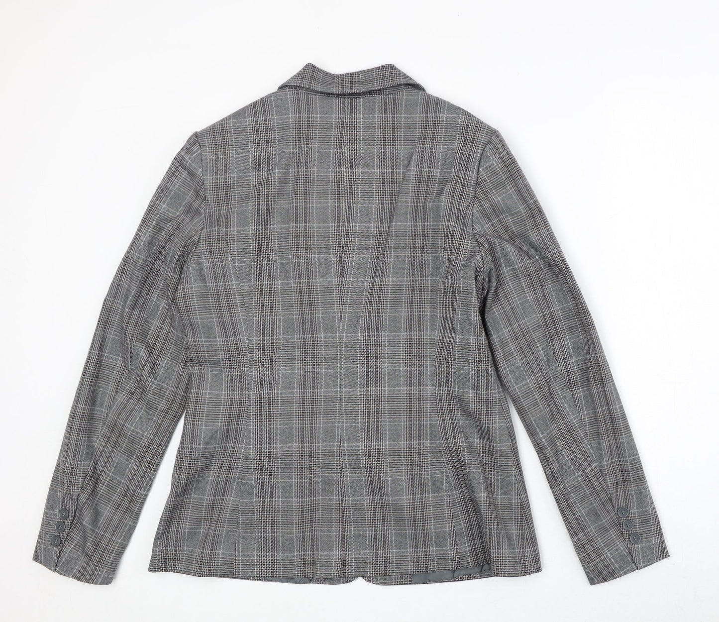 BPC Womens Grey Plaid Polyester Jacket Suit Jacket Size 14