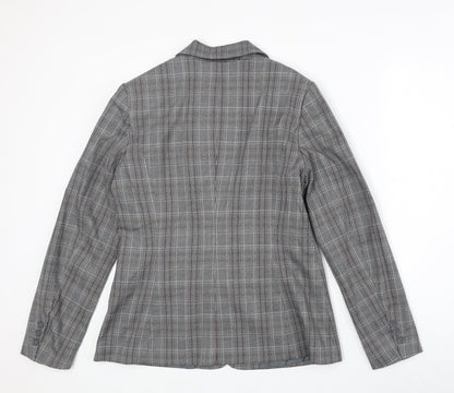 Bonprix Womens Grey Plaid Polyester Jacket Suit Jacket Size 14