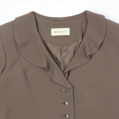 Minuet Womens Brown Polyester Jacket Blazer Size 10