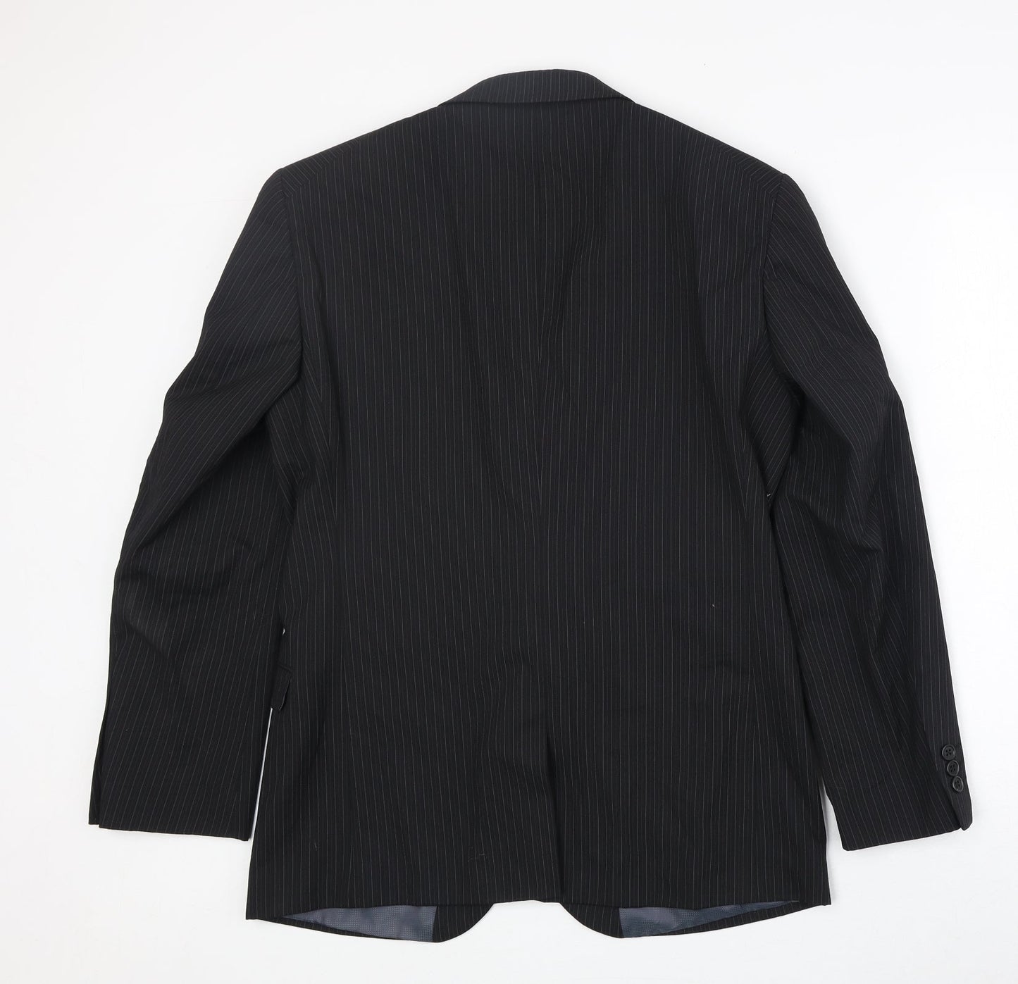 NEXT Mens Black Striped Wool Jacket Suit Jacket Size 38 Regular