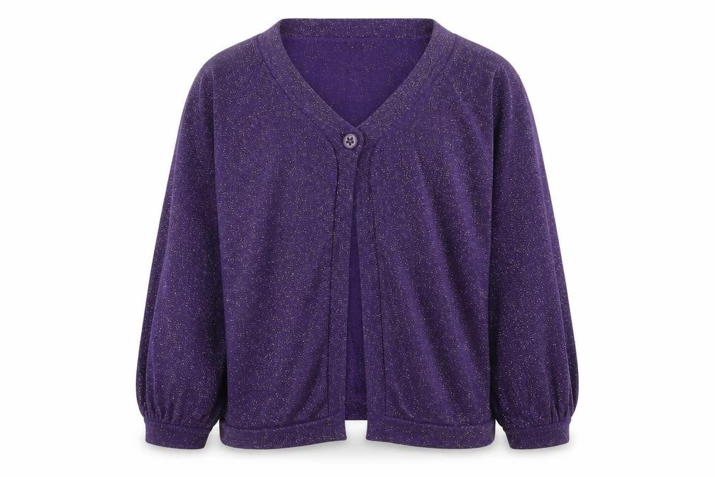 Butterfly Girls Purple Round Neck Viscose Cardigan Jumper Size 15 Years Button