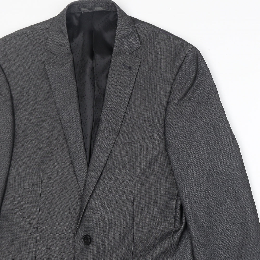 NEXT Mens Grey Polyester Jacket Suit Jacket Size 38 Regular