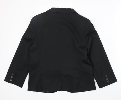 Back view of ASOS women’s black polyester jacket blazer, size UK 12
