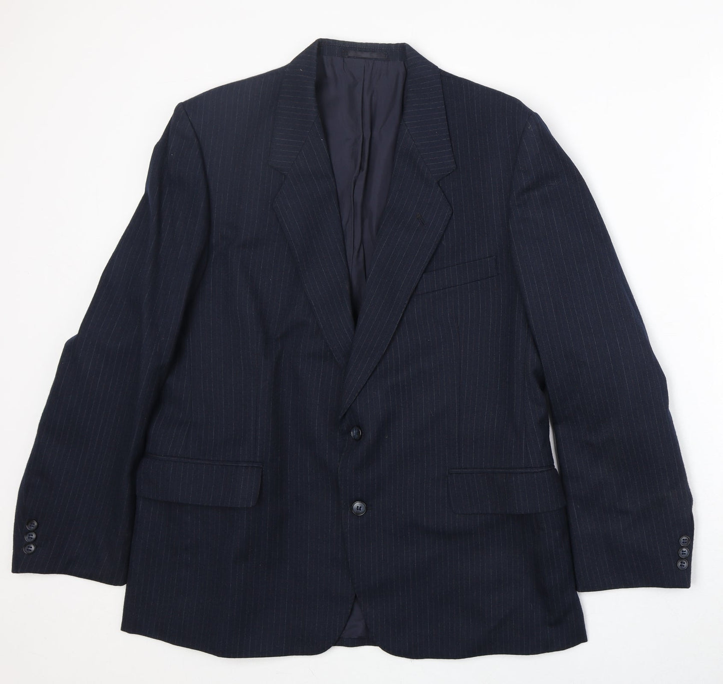 BHS Mens Blue Striped Wool Jacket Suit Jacket Size 42 Regular