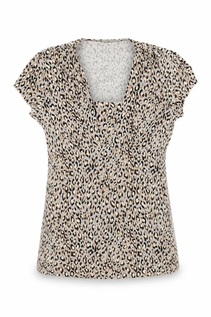 Marks & Spencer Womens Beige Geometric Polyester Basic Blouse Size 12 Round Neck