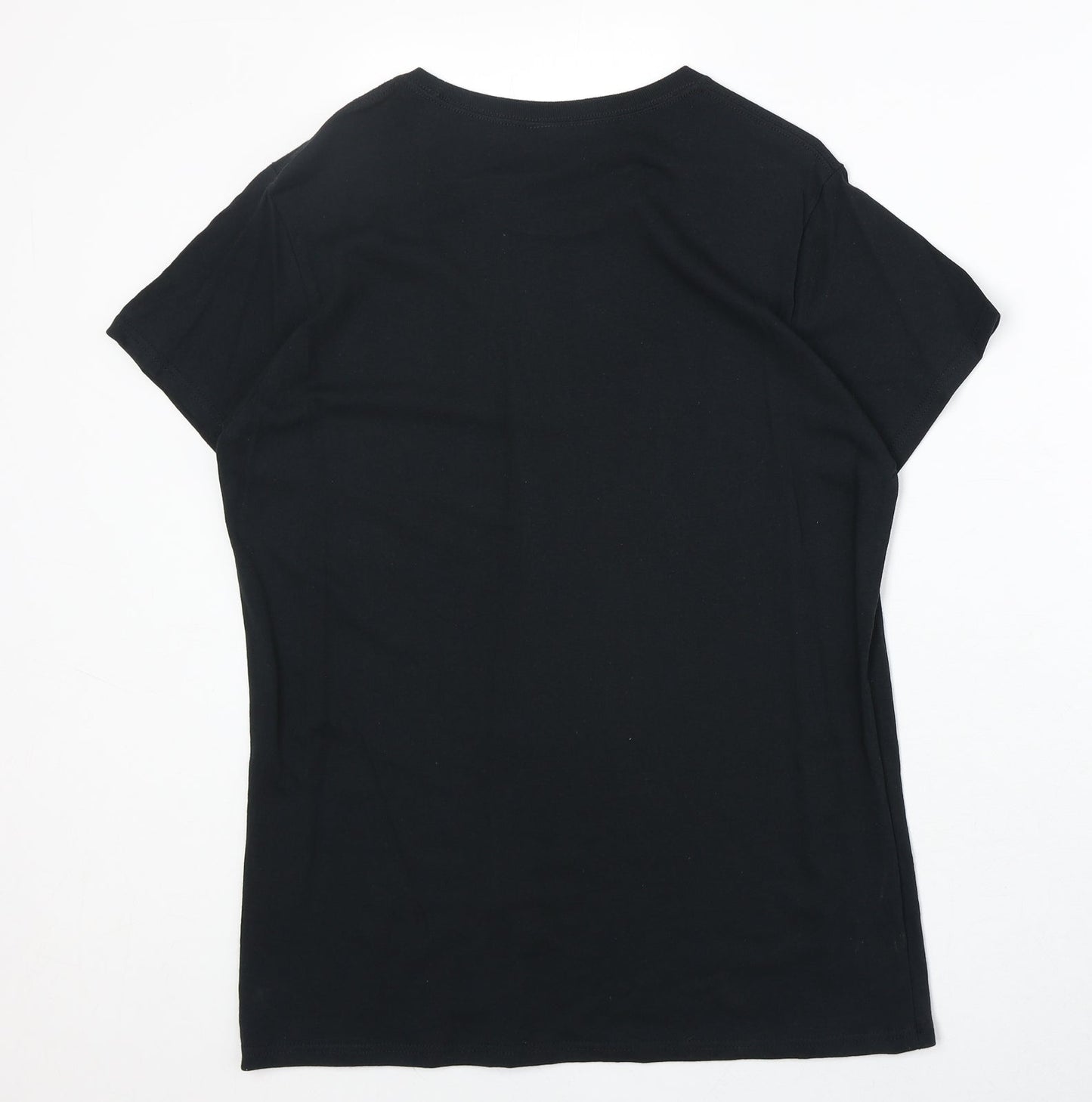 Gildan Mens Black Cotton T-Shirt Size L Round Neck - Australia
