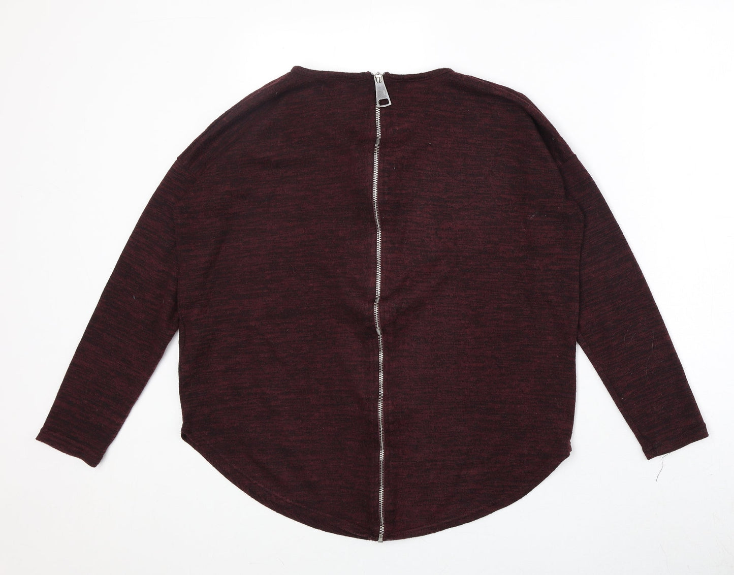 New Look Womens Red Round Neck Polyester Pullover Jumper Size M