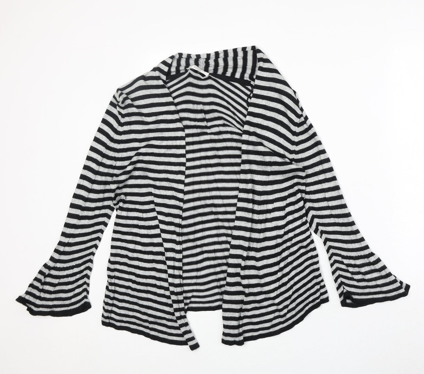 Marks and Spencer Womens Black V-Neck Striped Viscose Cardigan Jumper Size 8