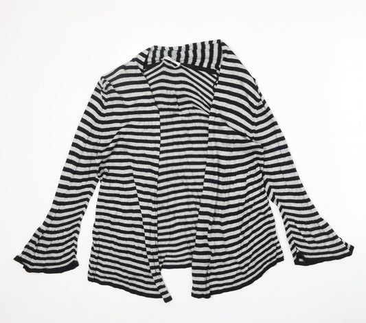 Marks and Spencer Womens Black V-Neck Striped Viscose Cardigan Jumper Size 8