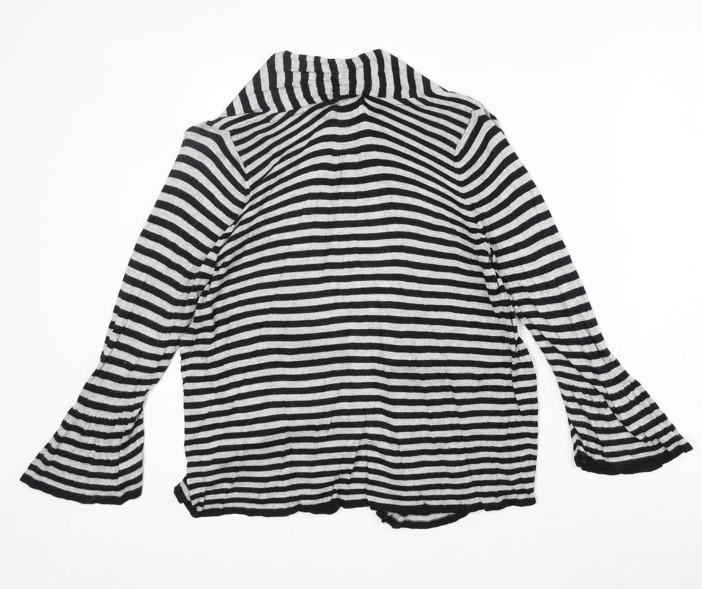 Marks and Spencer Womens Black V-Neck Striped Viscose Cardigan Jumper Size 8