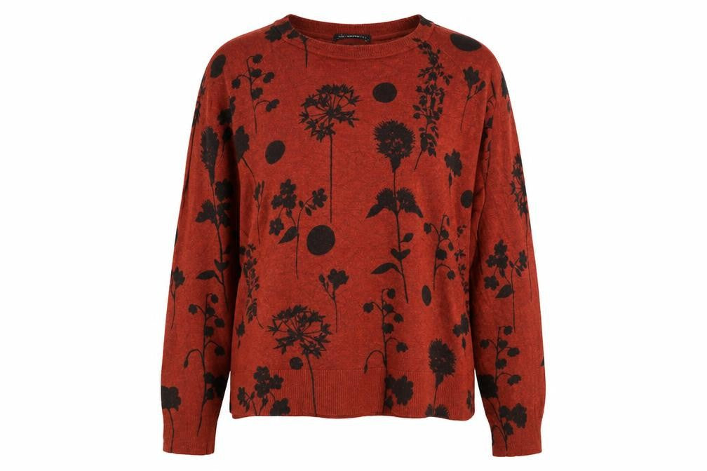 Marks & Spencer Womens Orange Round Neck Floral Viscose Pullover Jumper Size 12