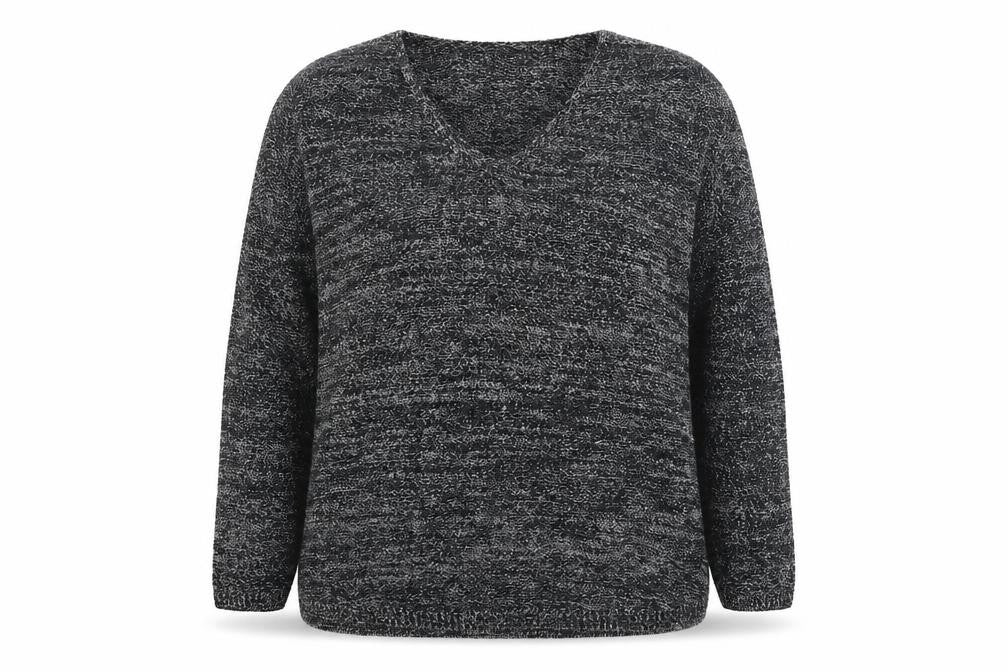 H&M Womens Grey V-Neck Cotton Pullover Jumper Size L