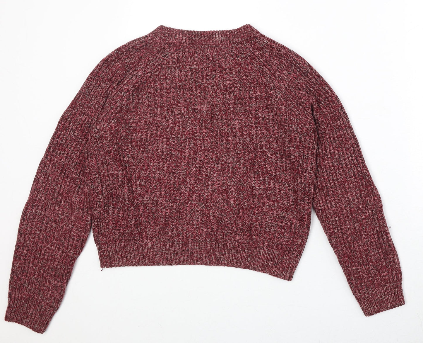 H&M Womens Red Round Neck Cotton Pullover Jumper Size XS