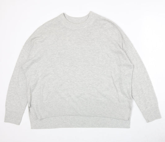 H&M Womens Grey Round Neck Acrylic Pullover Jumper Size M