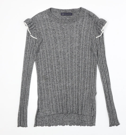 Marks and Spencer Womens Grey Round Neck Acrylic Pullover Jumper Size 8 Pullover