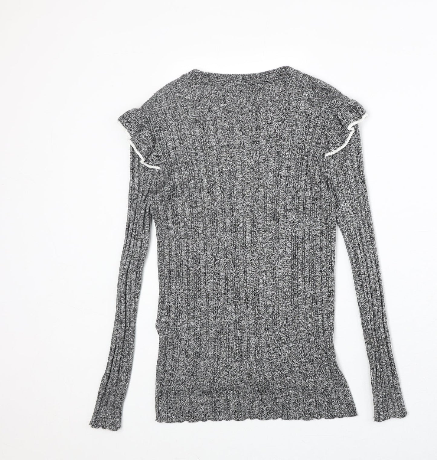 Marks and Spencer Womens Grey Round Neck Acrylic Pullover Jumper Size 8 Pullover