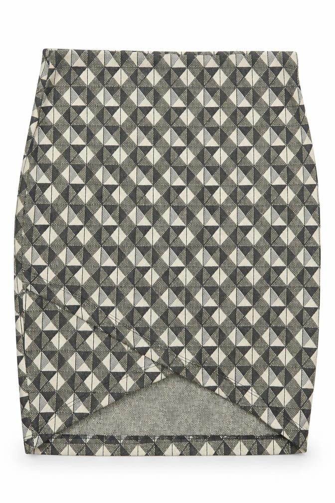 Stradivarius Womens Multicoloured Geometric Polyester Straight & Pencil Skirt Size S