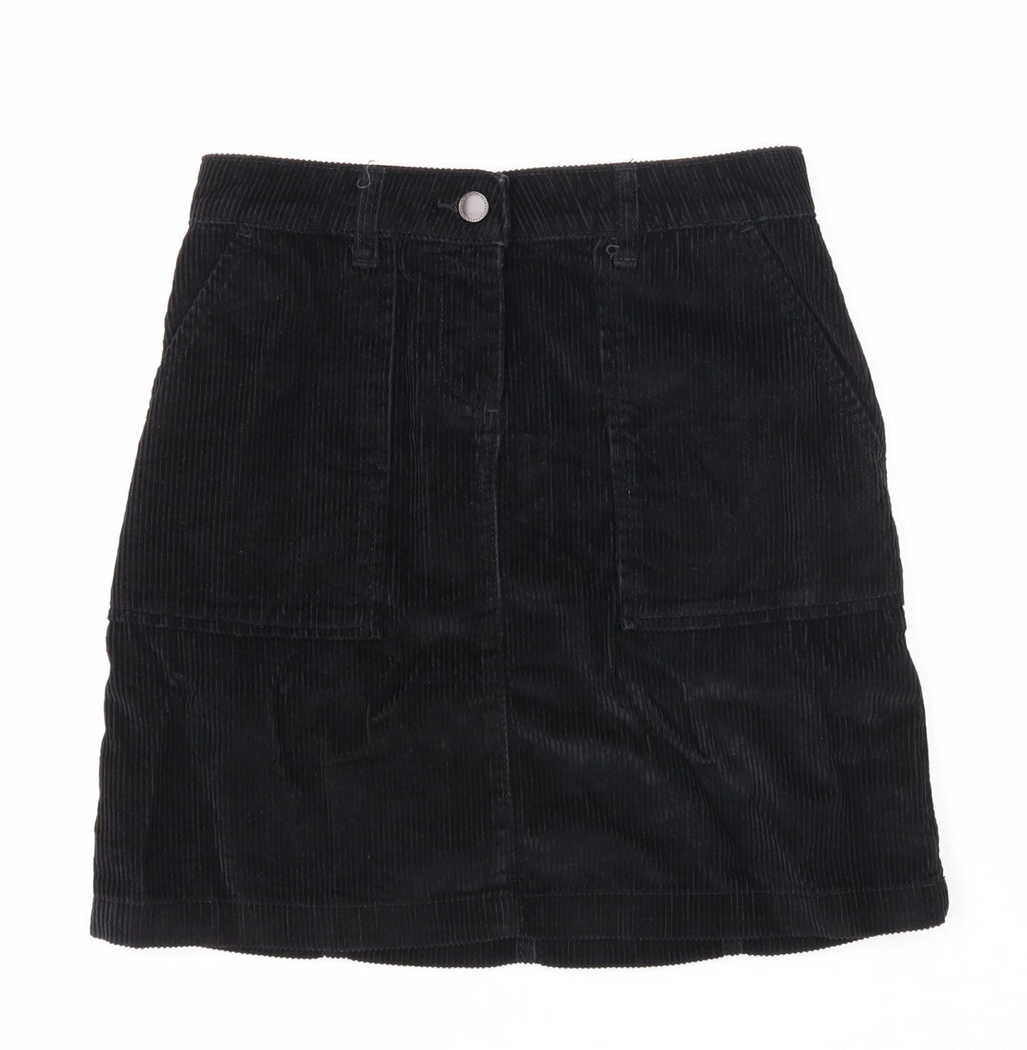 NEXT Womens Black Cotton A-Line Skirt Size 6 Zip