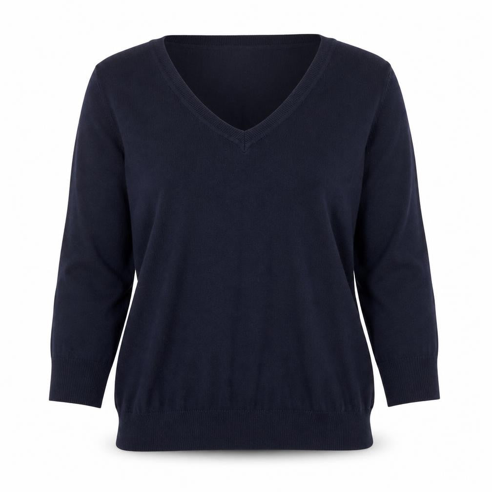 Mango Womens Blue V-Neck Viscose Pullover Jumper Size M