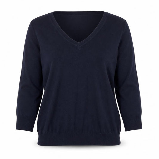 Mango Womens Blue V-Neck Viscose Pullover Jumper Size M
