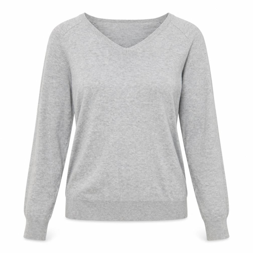 H&M Womens Grey V-Neck Cotton Pullover Jumper Size S