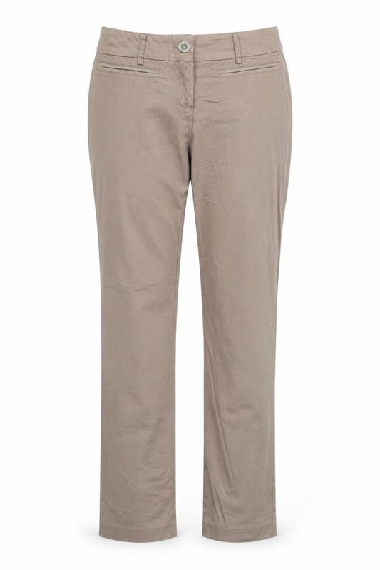 Divina Womens Brown Cotton Chino Trousers Size 12 Regular Zip