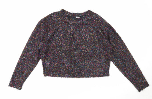 Divided by H&M Womens Black Round Neck Polyester Pullover Jumper Size M