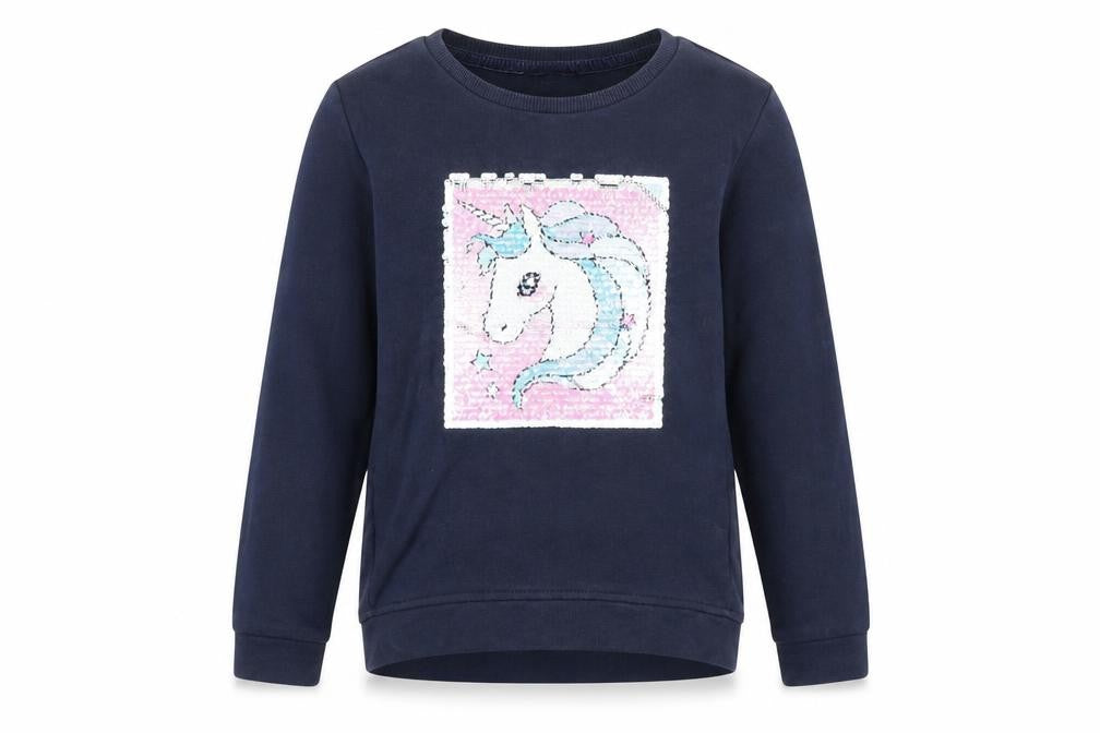 H&M Girls Blue Cotton Pullover Sweatshirt Size 9-10 Years Pullover - Unicorn