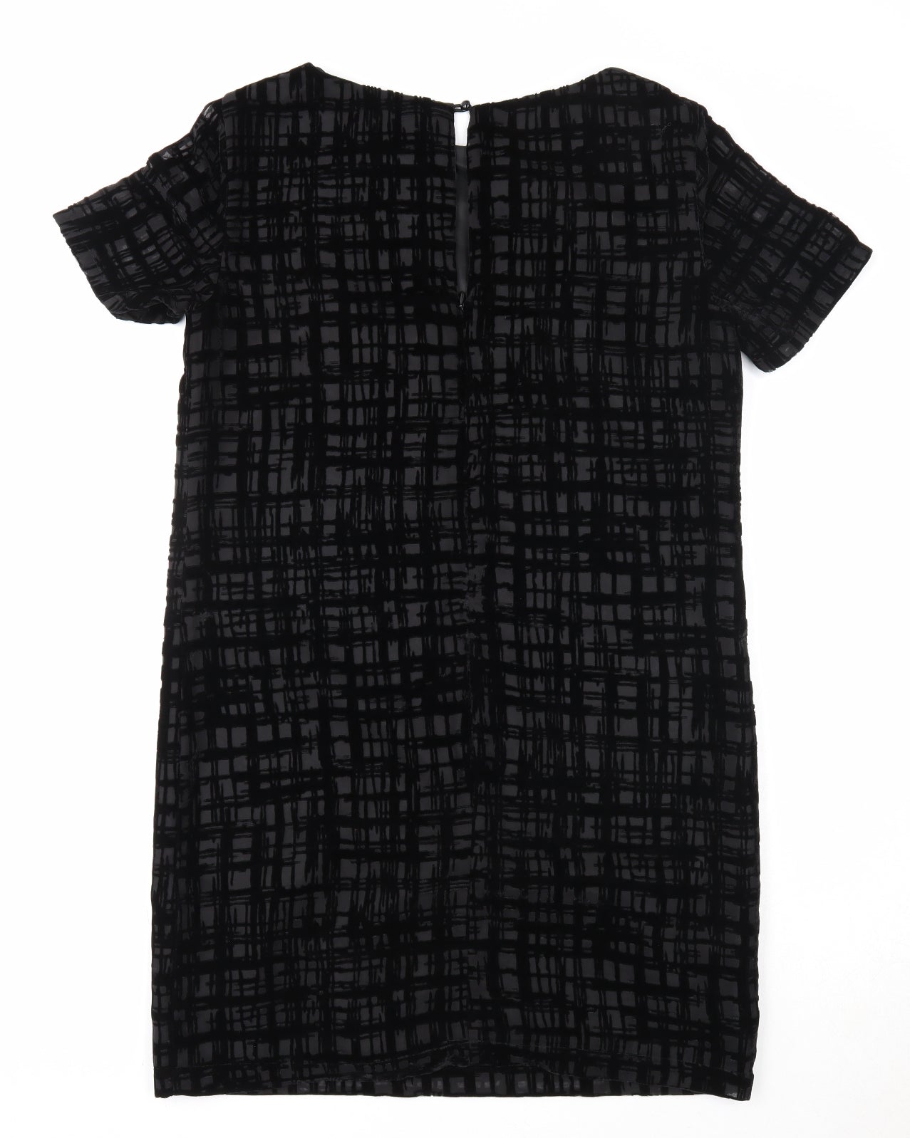 Great Plains Womens Black Geometric Polyester A-Line Size M Round Neck Zip