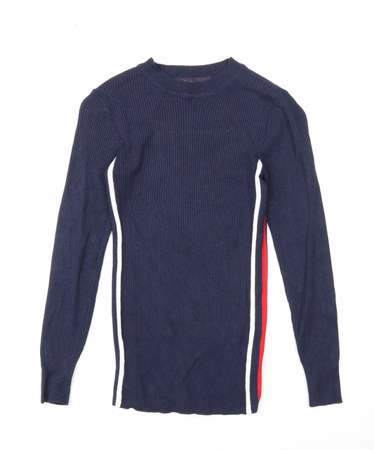 Marks and Spencer Womens Blue Round Neck Viscose Pullover Jumper Size 6