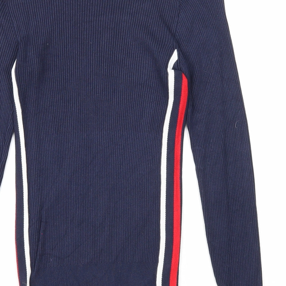 Marks and Spencer Womens Blue Round Neck Viscose Pullover Jumper Size 6