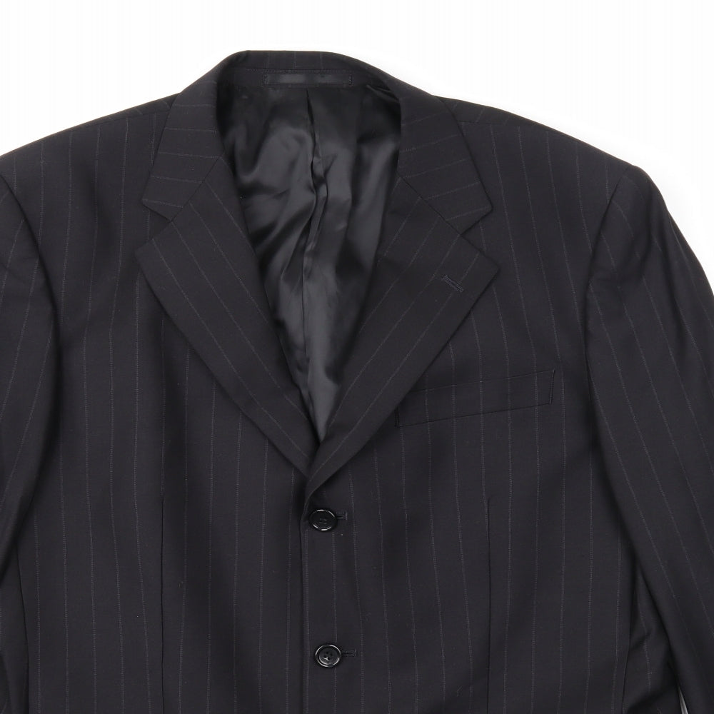 Daniel Grahame Mens Black Striped Polyester Jacket Suit Jacket Size 42 Regular