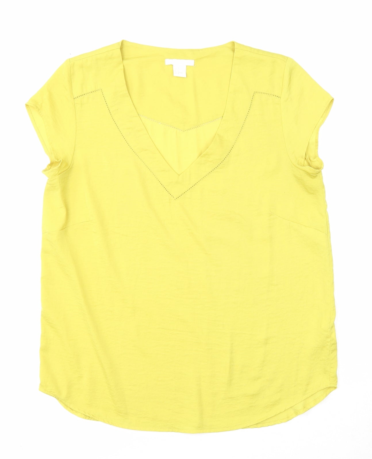 H&M Womens Yellow Polyester Basic Blouse Size 10 V-Neck