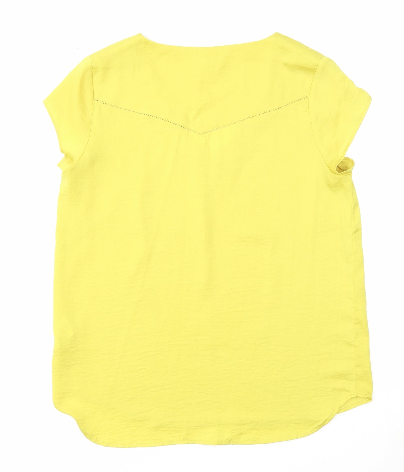 H&M Womens Yellow Polyester Basic Blouse Size 10 V-Neck