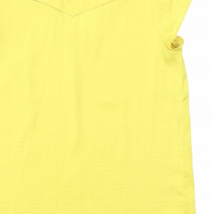 H&M Womens Yellow Polyester Basic Blouse Size 10 V-Neck