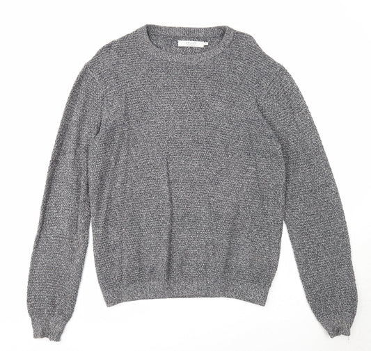 Celio Mens Grey Round Neck Acrylic Pullover Jumper Size L Long Sleeve
