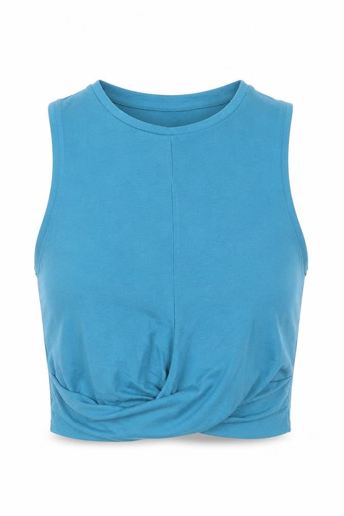 MP Womens Blue Polyester Cropped Tank Size M Round Neck