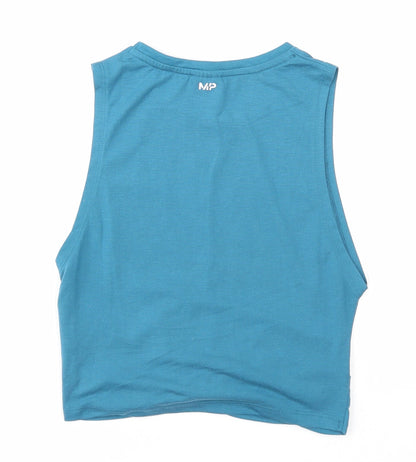 Myprotein Womens Blue Polyester Cropped Tank Size M Round Neck