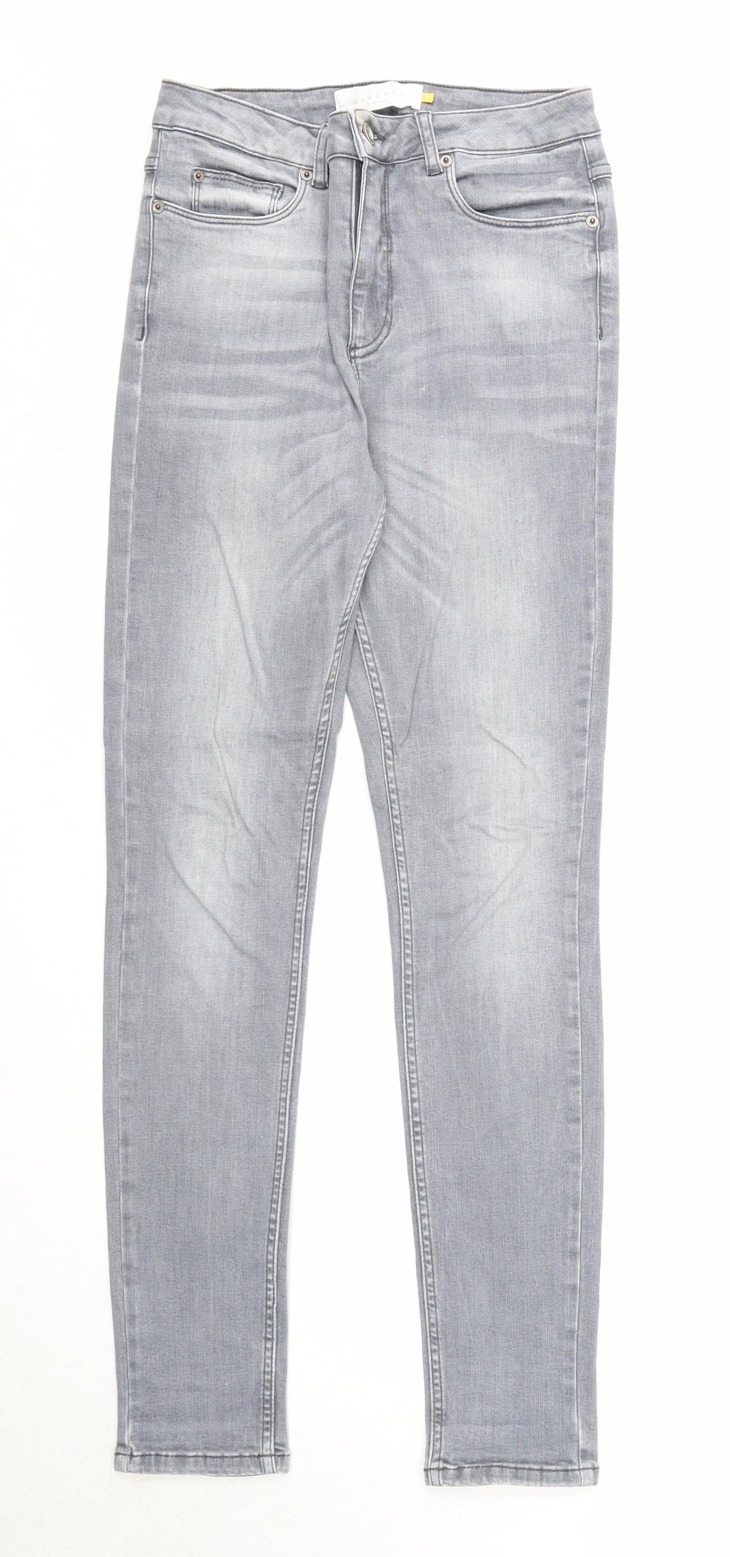 John Lewis Womens Grey Cotton Skinny Jeans Size 10 Regular Zip
