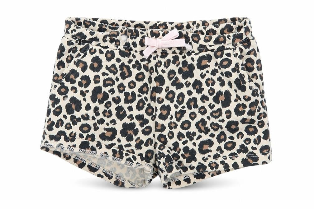 H&M Girls Beige Animal Print Cotton Sweat Shorts Size 2 Years Regular - Leopard Print